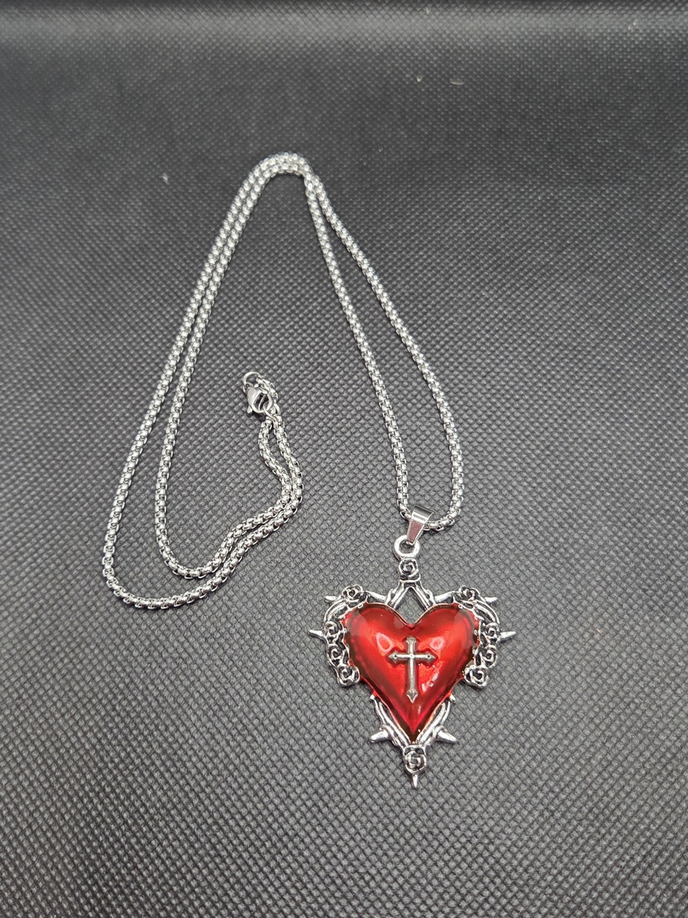 Red Gothic Sacred Heart Necklace- Unisex